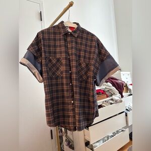 Brown and black oversized streetwear shirt